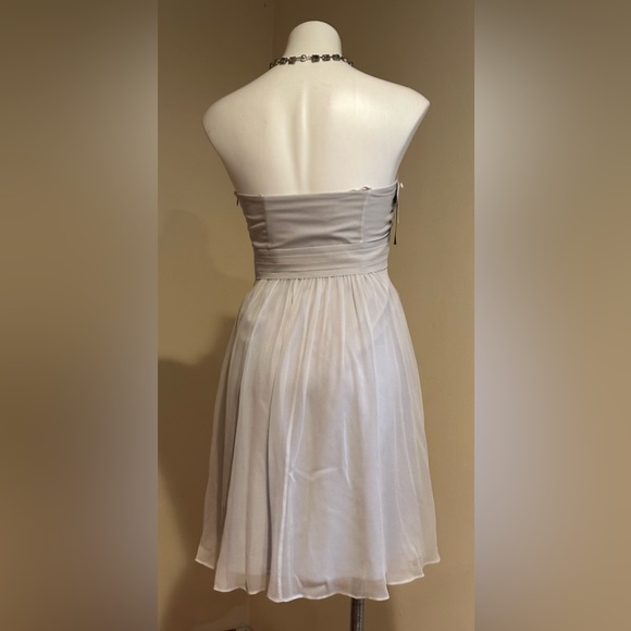 Ann Taylor Straples Light Gray Heart Shape Neckline Empire Waist Mini Dress SZ 2 - Picture 5 of 16